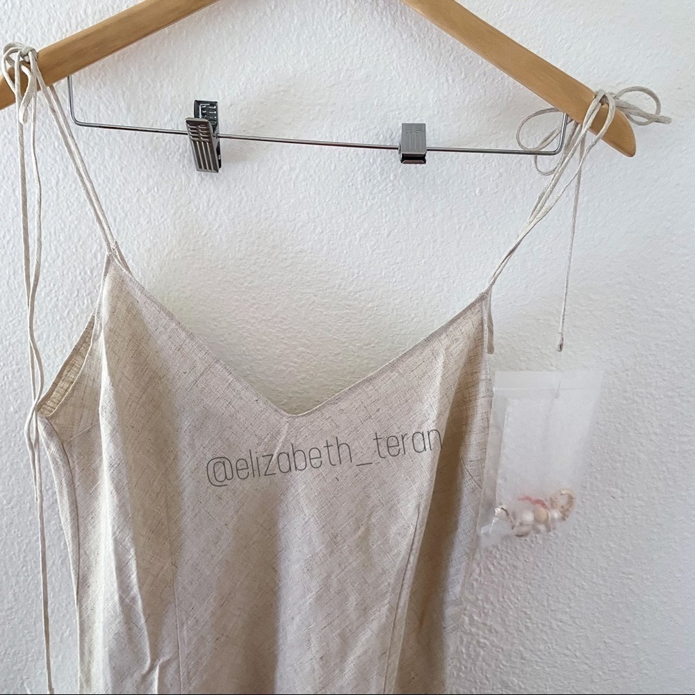 DANNIJO Linen Tie Strap Dress L - Picture 3 of 7
